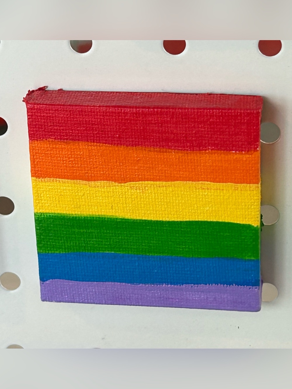 Pride Rainbow Hand Painted Original Canvas Magnet